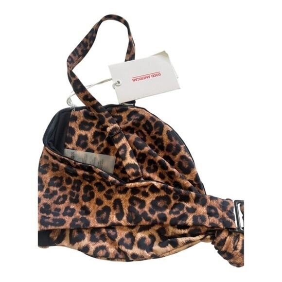 Good American Better Bikini Top Tie Front Leopard Print - Size 4XL - Picture 8 of 9